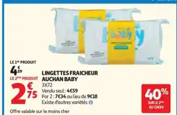 Auchan AUCHAN BABY Lingettes fraicheur offre