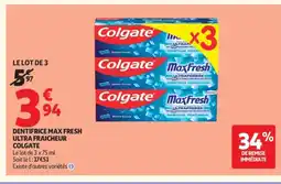 Auchan COLGATE Dentifrice max fresh ultra fraicheur offre