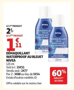 Auchan NIVEA Démaquillant waterproof au bleuet offre