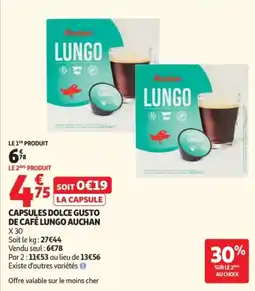Auchan AUCHAN Capsules dolce gusto de café lungo offre