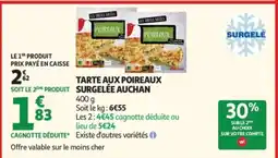 Auchan AUCHAN Tarte aux poireaux surgelée offre