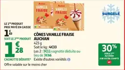 Auchan AUCHAN Cônes vanille fraise offre