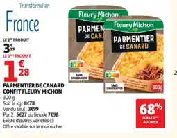 Auchan FLEURY MICHON Parmentier de canard confit offre
