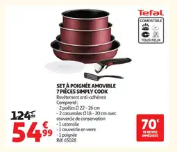 Auchan TEFAL Set à poignée amovible 7 pièces simply cook offre