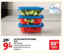 Auchan Lot de 3 boites en verre offre