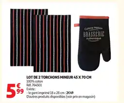 Auchan Lot de 2 torchons mineur offre