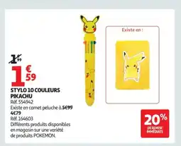 Auchan Stylo 10 couleurs pikachu offre