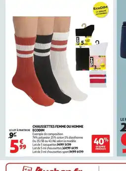 Auchan ECODIM Chaussettes femme ou homme offre