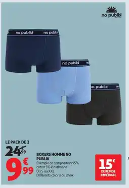 Auchan NO PUBLIK Boxers homme offre