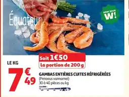 Auchan Gambas entières cuites réfrigérées offre