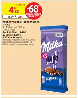 Intermarché Hyper MILKA Tablettes de chocolat oreo offre