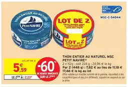 Intermarché Hyper PETIT NAVIRE Thon entier au naturel msc offre