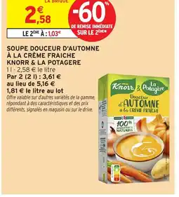Intermarché Hyper KNORR & LA POTAGERE Soupe douceur d'automne à la crème fraiche offre