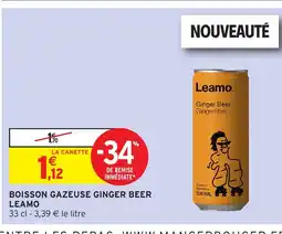 Intermarché Hyper Boisson gazeuse ginger beer leamo offre