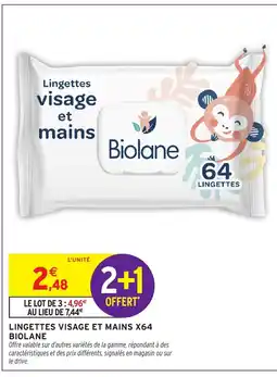 Intermarché Hyper BIOLANE Lingettes visage et mains x64 offre