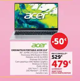 Super U ACER Ordinateur portable offre