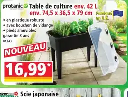 Norma PROTANIC Table de culture offre