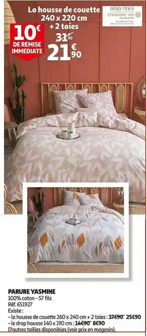 Auchan Parure Yasmine : La Housse De Couette 240 X 220 Cm + 2 Taies offre