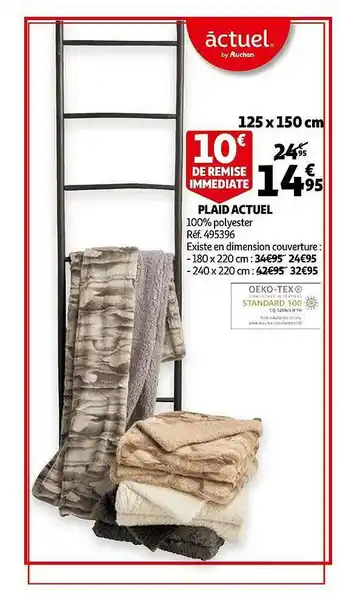 Auchan Plaid Actuel 125 X 150 Cm offre