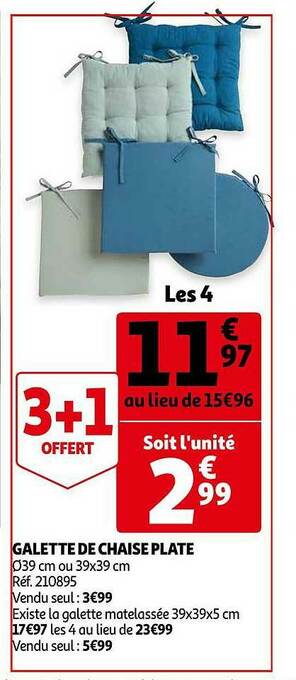 Auchan Galette De Chaise Plate offre