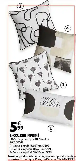 Auchan Coussin Imprimé offre