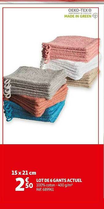 Auchan Lot De 6 Gants Actuel offre