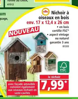 Norma Nichoir à oiseaux en bois offre