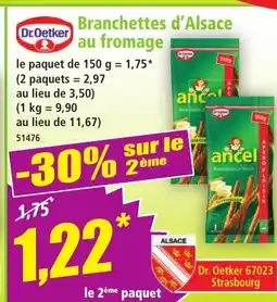Norma DR OETKER Branchettes d'Alsace au fromage offre