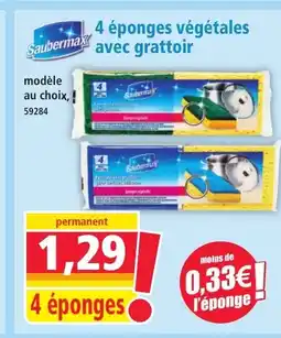 Norma SAUBERMAX 4 éponges végétales avec grattoir offre