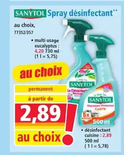 Norma SANYTOL Spray désinfectant offre