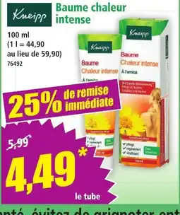 Norma KNEIPP Baume Chaleur intense offre
