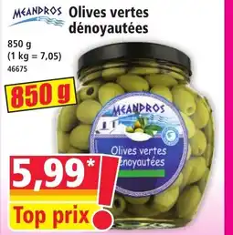 Norma MEANDROS Olives vertes dénoyautées offre