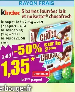 Norma KINDER 5 barres fourrées lait et noisette chocofresh offre