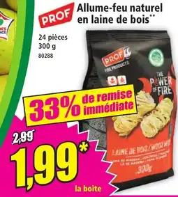 Norma PROF Allume-feu naturel en laine de bois offre