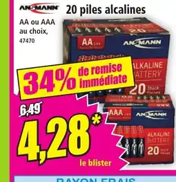 Norma ANSMANN 20 piles alcalines offre