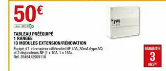 Brico Dépôt Tableau Prééquipé 1 Rangée 13 Modules Extension-rénovation offre