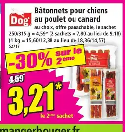 Norma DOG Bâtonnets pour chiens au poulet ou canard offre