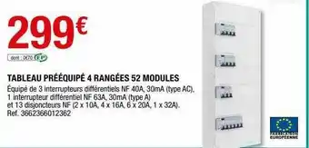 Brico Dépôt Tableau Prééquipé 4 Rangées 52 Modules offre