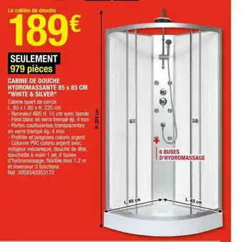 Brico Dépôt Cabine De Douche Hydromassante 85 X 85 Cm offre