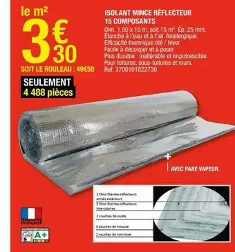 Brico Dépôt Isolant Mince Réflecteur 15 Composants offre