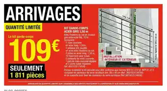 Brico Dépôt Kit Garde-corps Acier Gris 1,50 M offre