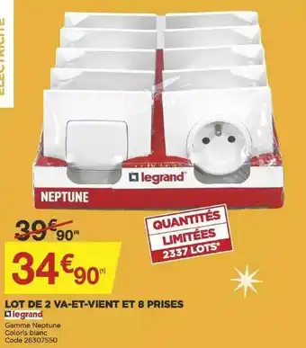 Bricomarché Lot De 2 Va-et-vient Et 8 Prises Legrand offre