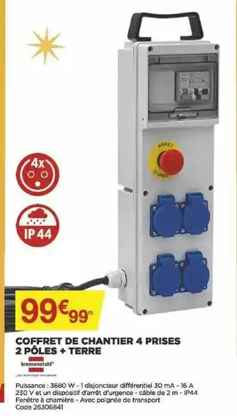 Bricomarché Coffret De Chantier 4 Prises 2 Pôles + Terre offre