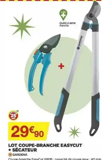 Bricomarché Lot Coupe-branche Easycut + Sécateur Gardena offre