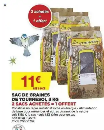 Bricomarché Sac De Graines De Tournesol 3 Kg offre