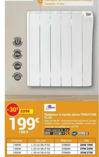 Bricorama Radiateur à Inerties Sèche Tradition Plus offre