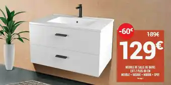 Bricorama Meuble De Salle De Bains Lift 2 Plus 80 Cm , Meuble + Vasque + Miroir + Spot offre