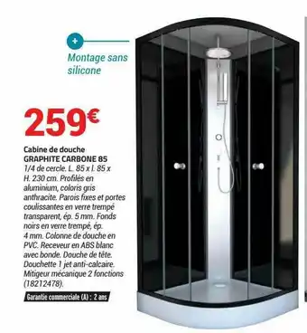 Bricorama Cabine De Douche Graphite Carbone 85 offre