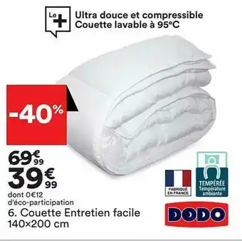 BUT Couette Entretien Facile 140x200 Cm Dodo offre
