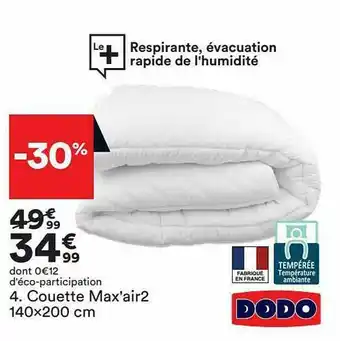 BUT Couette Max'air2 140x200 Cm Dodo offre